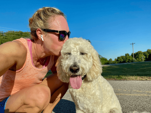 Dr. Stahlheber and Clementine on the Madison County Transit trail